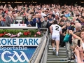 Mayo captain Jack Coyne climbs the steps of the Hogan Stand on his way to accept the Sam Maguire Cup after victory in the GAA Football All-Ireland Senior Championship final